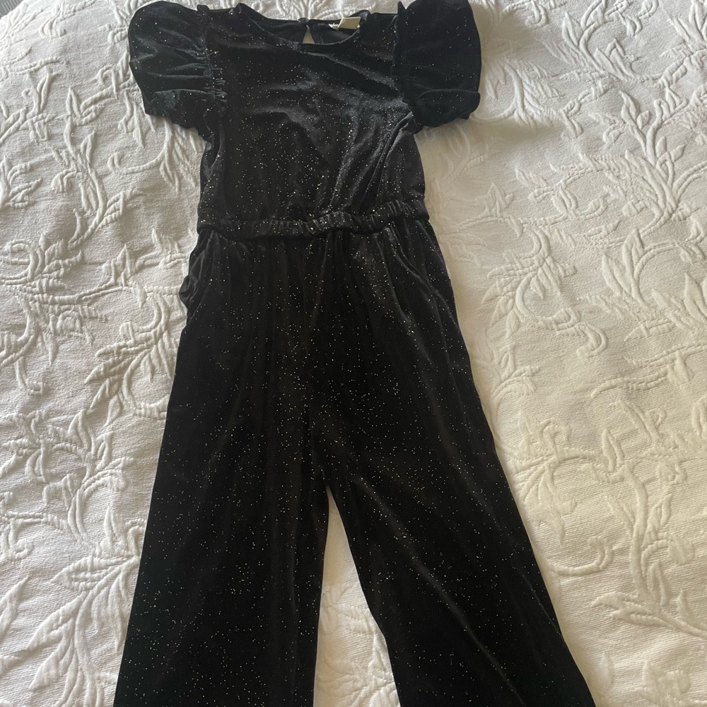 Crewcuts Black Velvet Gold Glitter Pantsuit